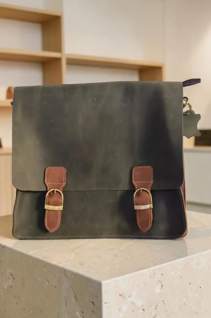 Men's Genuine Leather Green Sling Bag