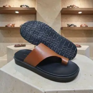 Men's Genuine Leather Brown Toe Ring Sandals