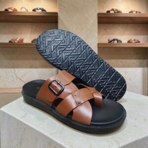 Men's Genuine Leather Tan Nappa Buckle Sandals