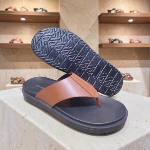 Men's Genuine Leather Tan V Strap Sandals