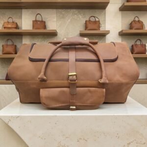 Genuine Leather Camel Tan Nubuck Travel Duffle Bag