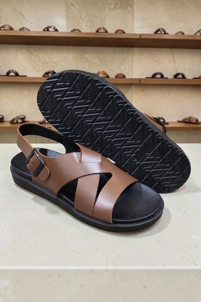 Men's Genuine Nappa Softy Leather Tan Back Strap Sandals