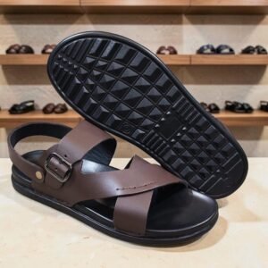 Men's Genuine Nappa Softy Brown Leather Back Strap Sandals