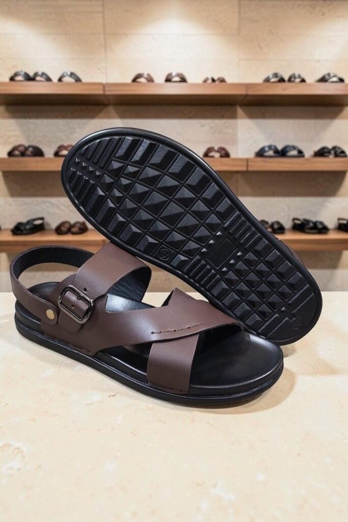 Men's Genuine Nappa Softy Brown Leather Back Strap Sandals