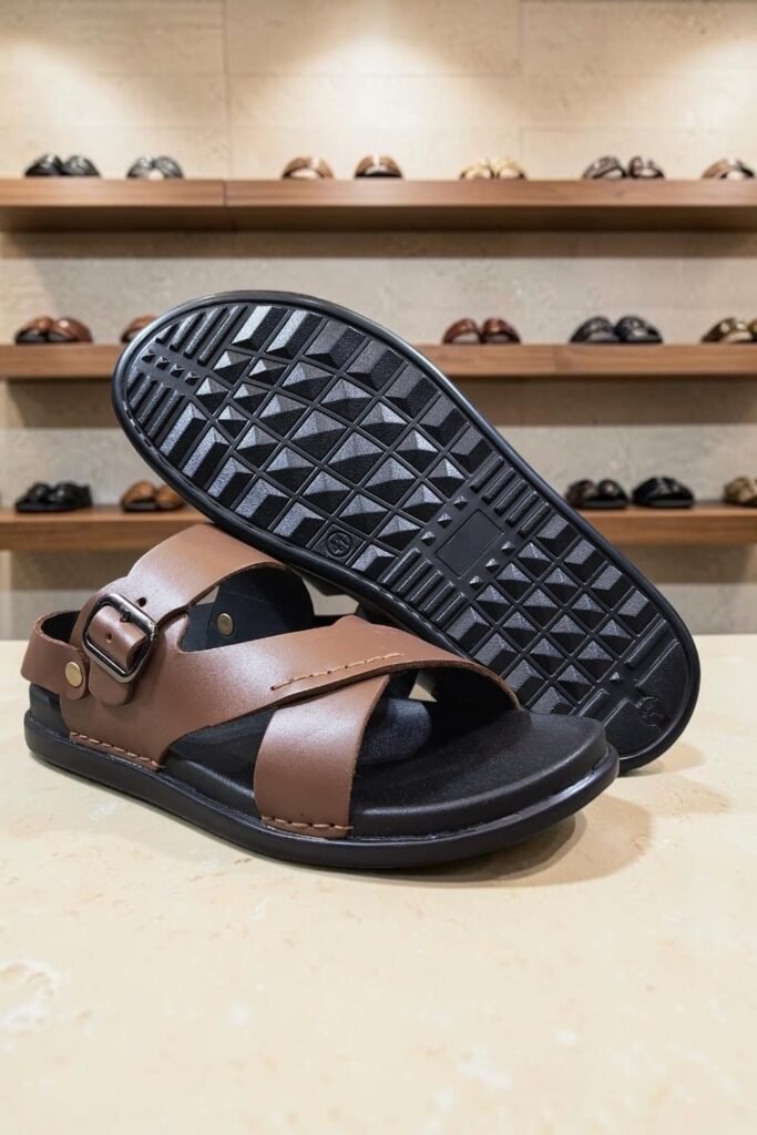 Men's Genuine Nappa Softy Tan Leather Back Strap Sandals